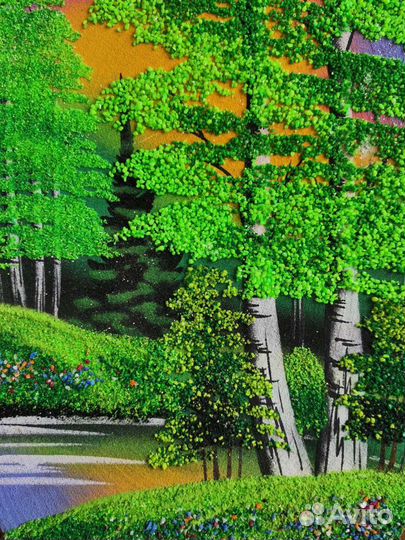 Пано-картина на срезе дерева