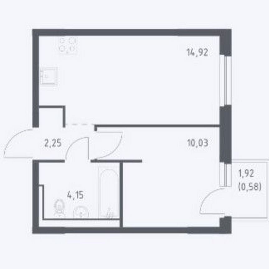 1-к. квартира, 31,9 м², 10/15 эт.