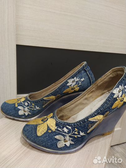 Туфли женские 40 размер синие джинсовые
