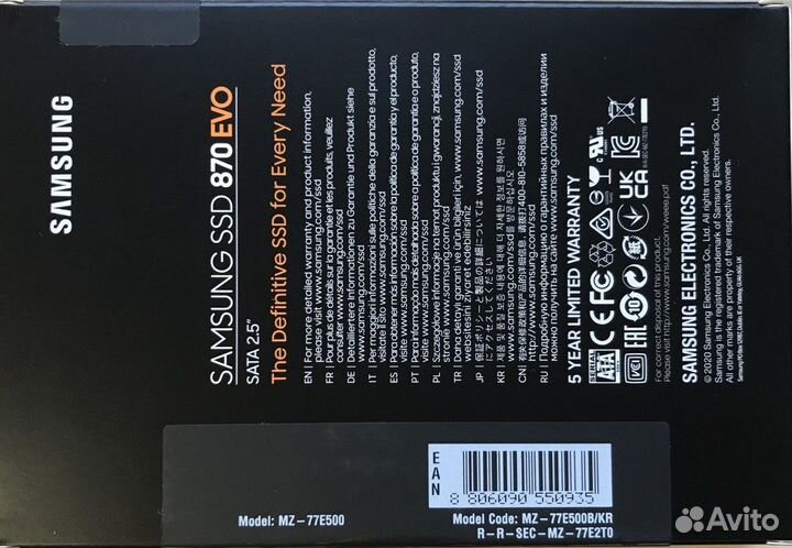 Новый диск SSD Samsung 870 EVO 500Gb оригинал