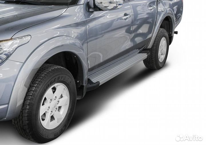 Пороги Подножки Mitsubishi L200 2006-15-19- Silver