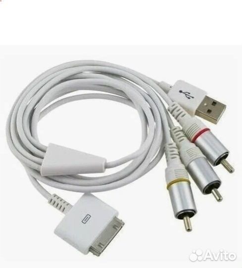 Кабель USB iPhone 2/3/4 + TV/AV