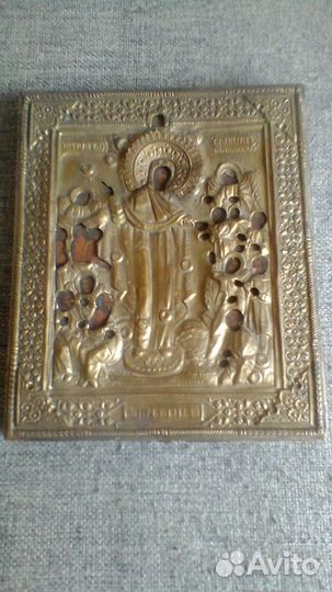 Икона Скорбящая Богоматерь в окладе