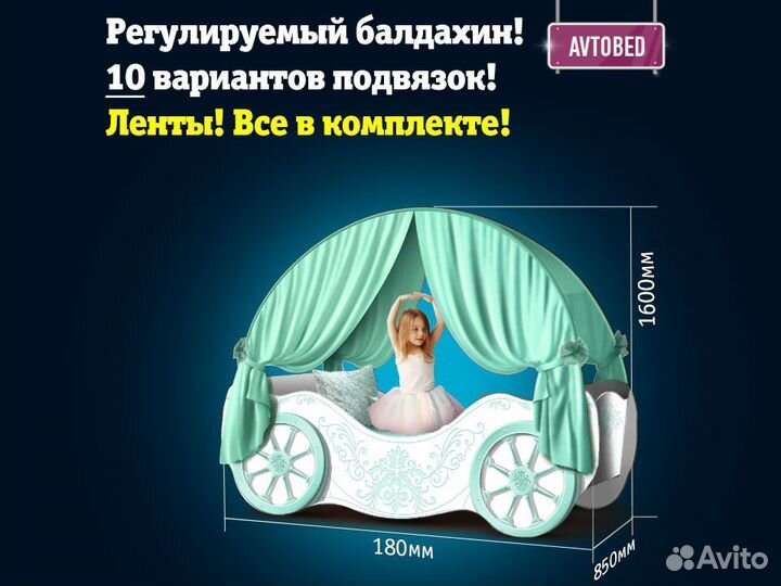 Детская кровать карета для девочки