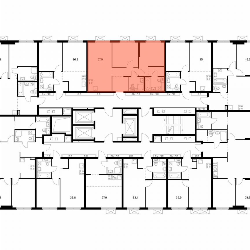 2-к. квартира, 57,9 м², 16/24 эт.