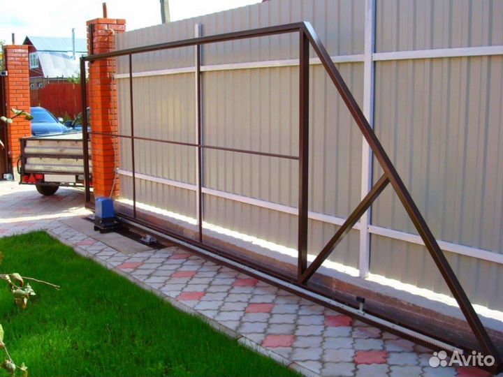 Откатные ворота на дачу 400*200