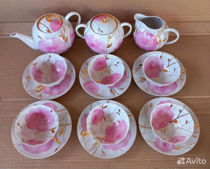 Сервиз чайный Розовая роза Дулево