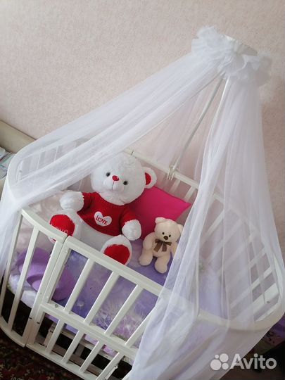 Детская кроватка Скандия 10 в 1 с маятником