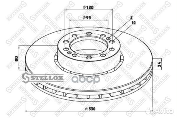 8500777SX диск тормозной вентилир.330x80x34x95