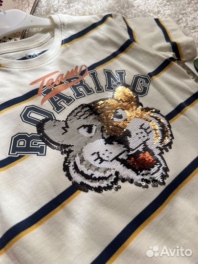 Футболка с пайетками C&A 116 122 Тигр