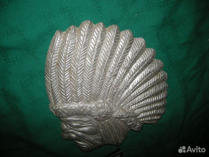 Плакетка барельеф индеец литье алюминий