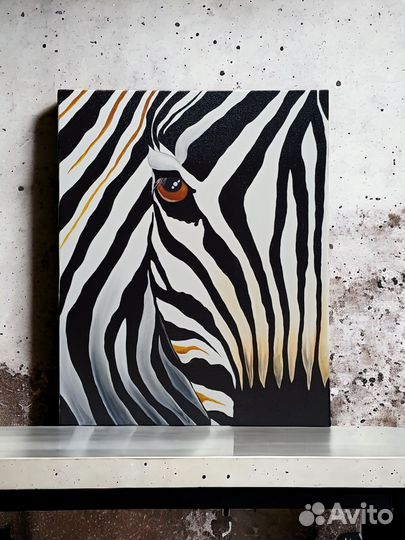 Интерьерная картина маслом зебра