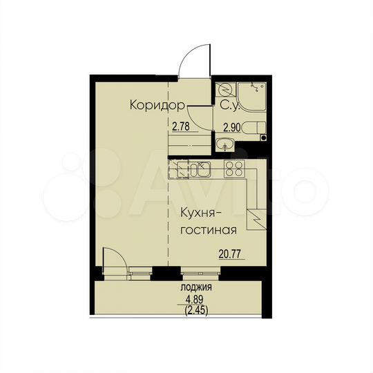Квартира-студия, 28,9 м², 9/12 эт.
