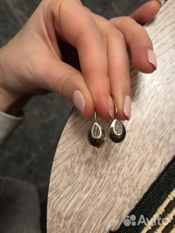 Черненое серебро серьги