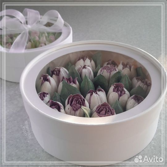 Зефирные тюльпаны / Сладкий подарок / Цветы из зеф