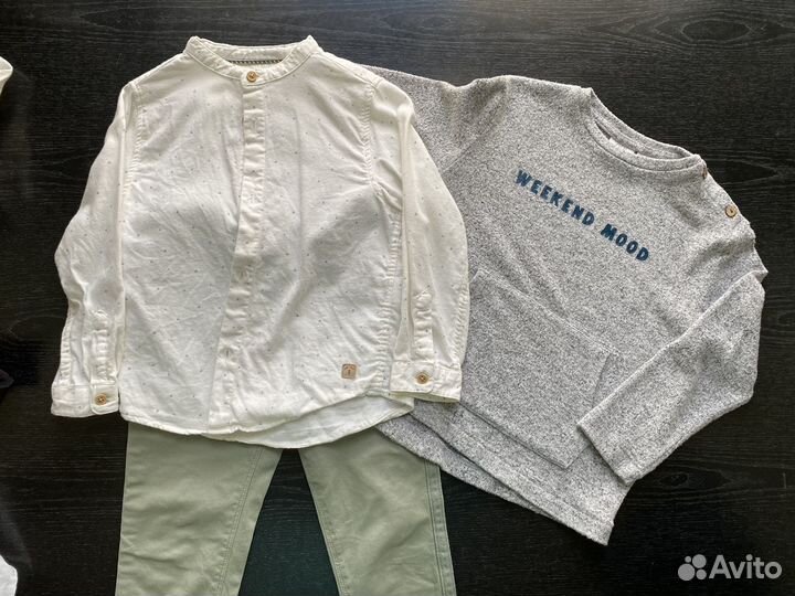 Рубашка и кофта zara, брюки mango, 104 размер