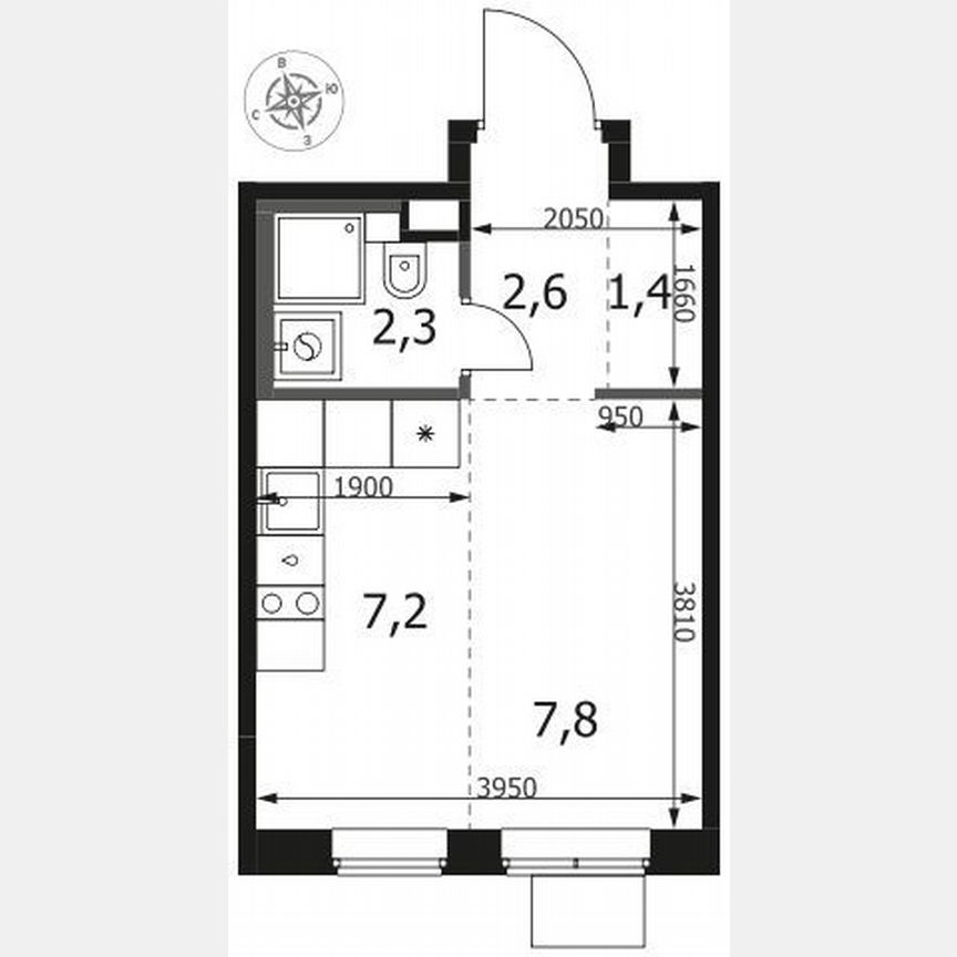 Квартира-студия, 21,3 м², 13/17 эт.