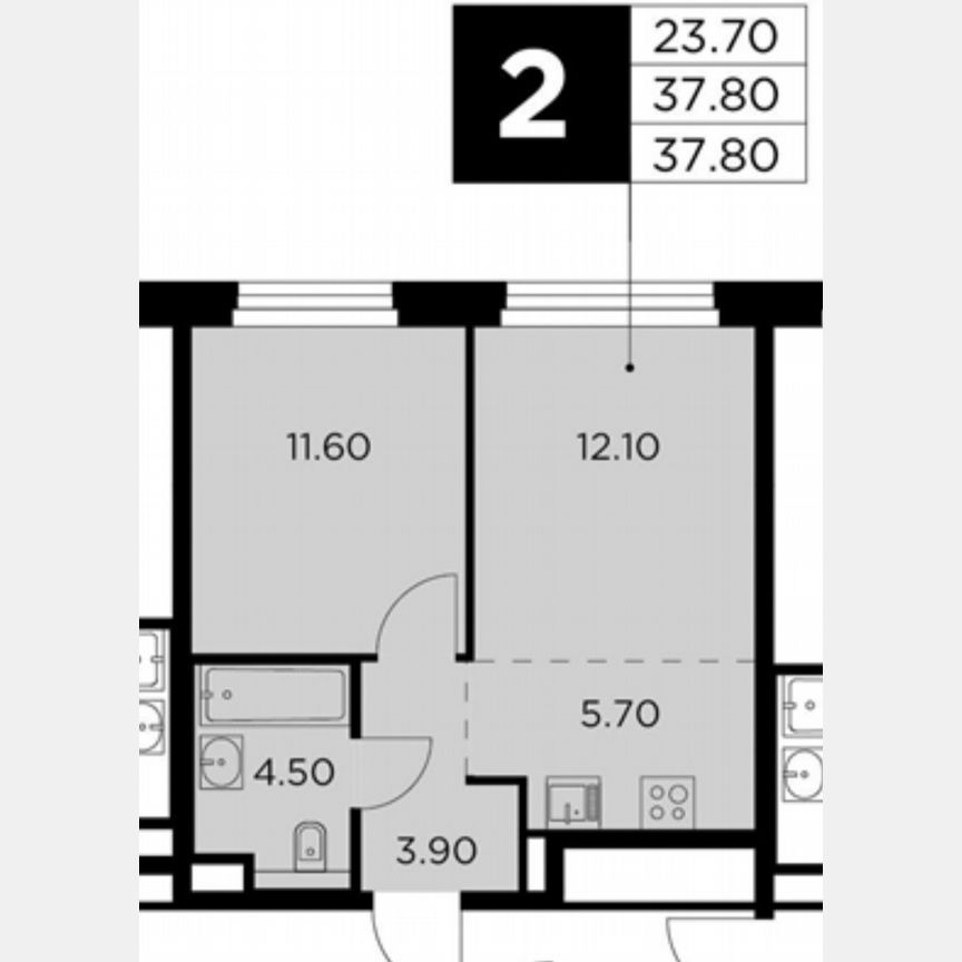 2-к. квартира, 37,8 м², 13/20 эт.