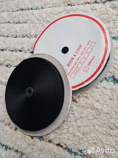 Лента-липучка чёрная 20мм бобина 25м