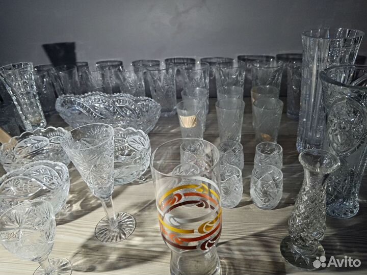 Хрустальные рюмки, вазы, стаканы, салатницы СССР