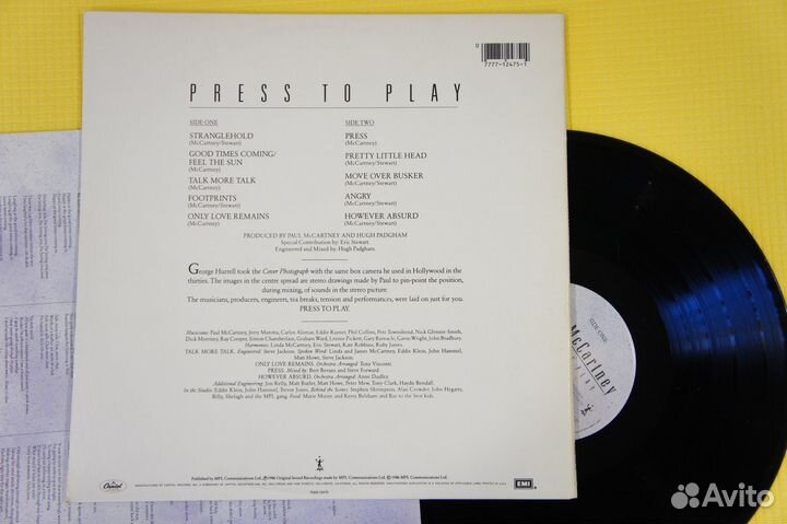 Paul McCartney - Press To Play -US-86-LP- оригинл