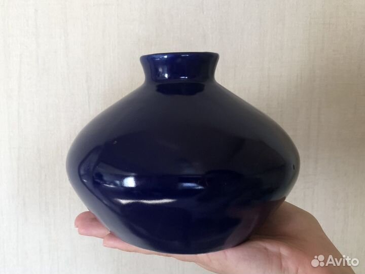 Ваза интерьерная керамика синяя