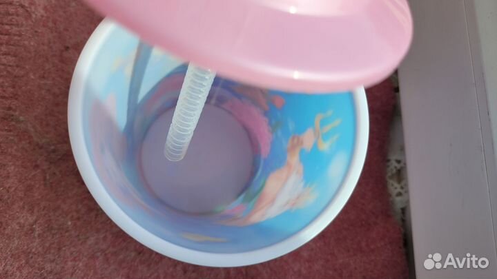 Стакан непроливайка для девочки с трубочкой