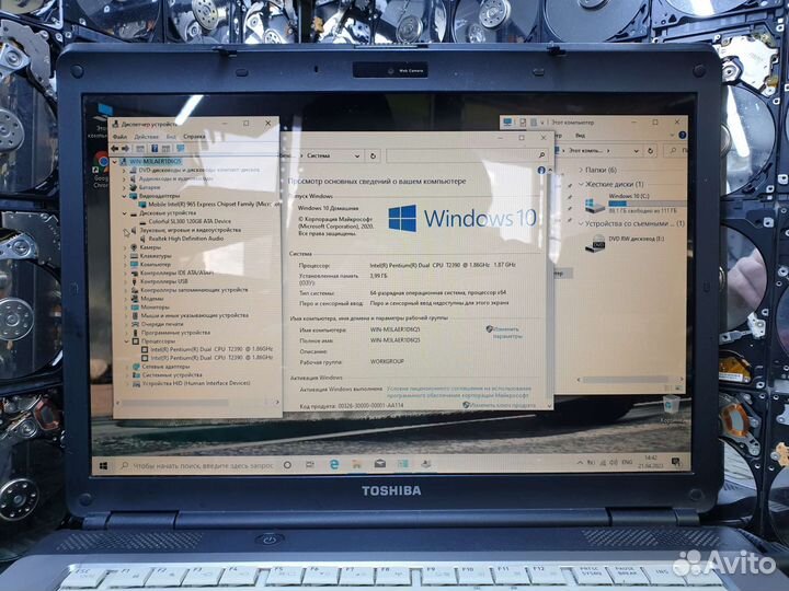 Toshiba l300 intel t2390, ssd128gb, ram4gb