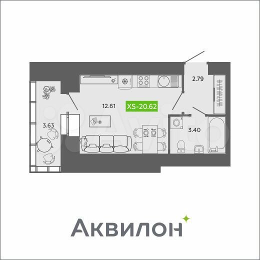 Квартира-студия, 28,4 м², 11/11 эт.