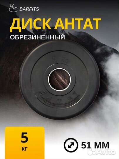 Диск Антат обрезиненный 51 мм 5 кг, черный