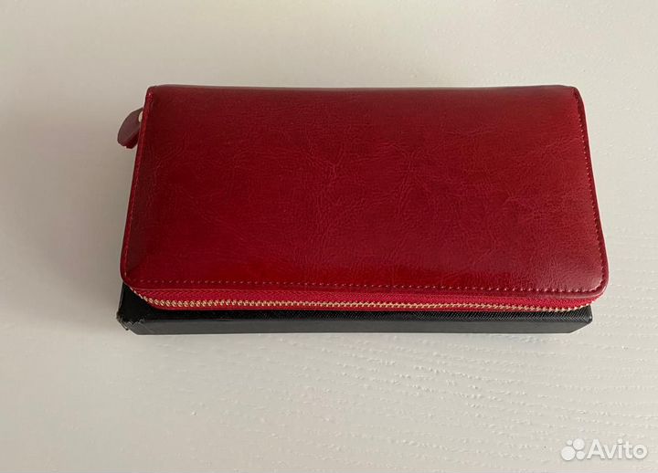 Кошелек женский натуральная кожа красный