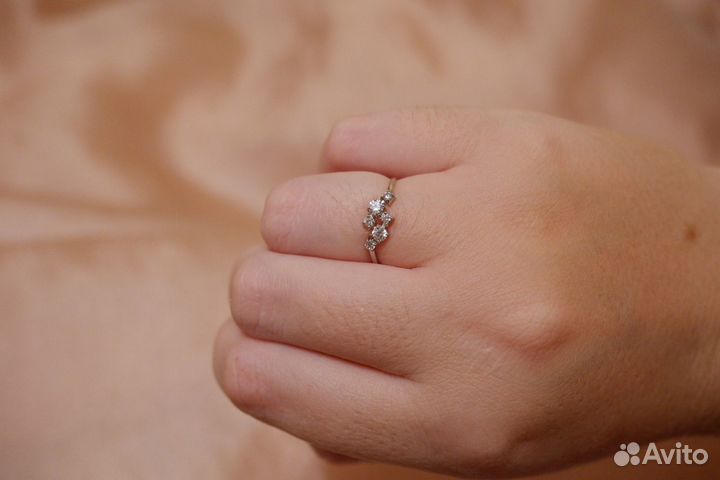 Набор серебро сережки и кольцо