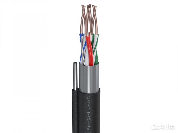 Витая пара 8 жил FTP уличный с тросом на барабане