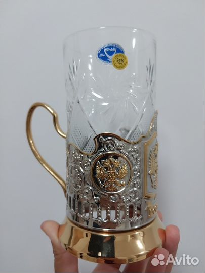 Подстаканник Герб России Кольчугинский мельхиор