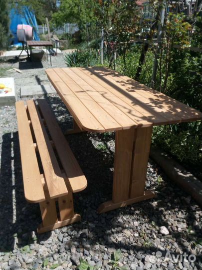 Стол деревянный в беседку,садовая террасная мебель