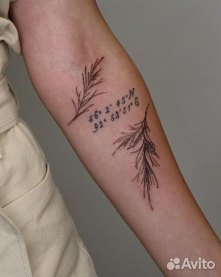 Мини тату флористика ботаника