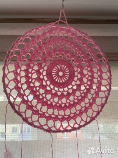 Ловец снов розовый вязаный крючком новый