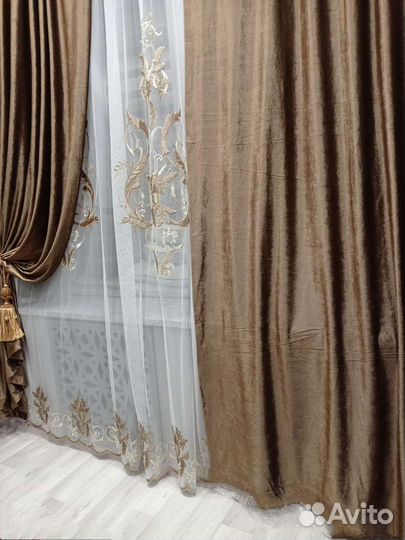 Комплект бархатные шторы и тюль пано Италия