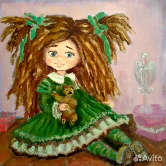 Картина маслом на холсте, портрет куклы