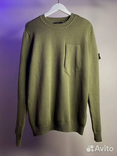 Свитер Stone Island боковой карман зеленый