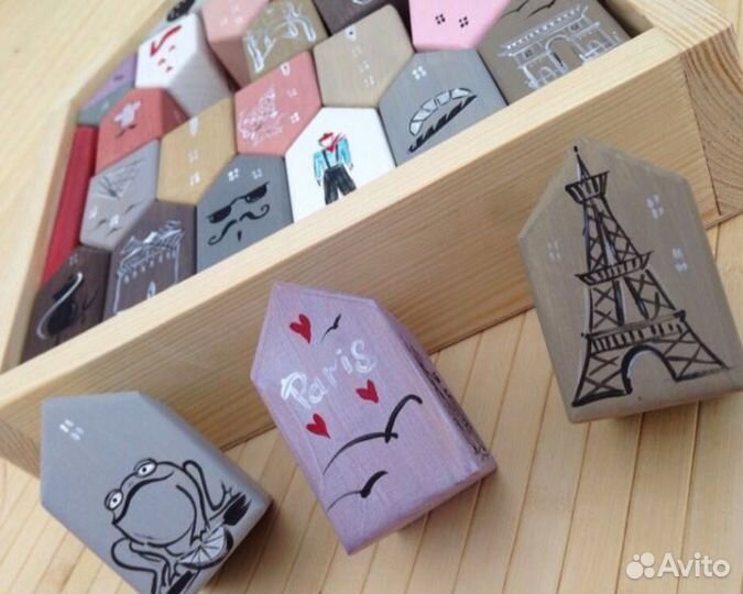 Набор деревянных интерьерных кубиков