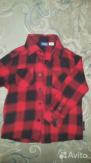 Рубашки в клетку, джинса р98-104