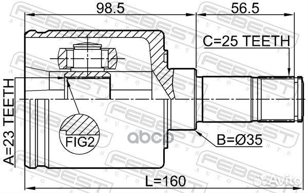 Шрус внутренний левый 23X35X25 0311-esatlh Febest