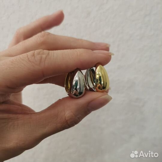 Серьги капли биколорные