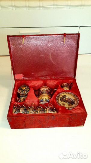 Антикварный кофейный сервиз ручная роспись