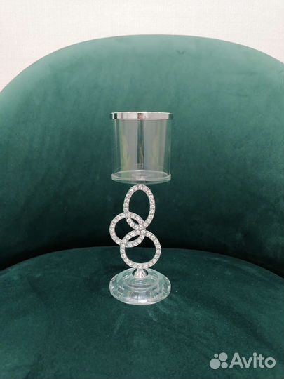 Подсвечник новый. Стекло и стразы