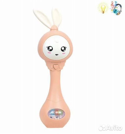 Музыкальная погремушка прорезыватель Зайка