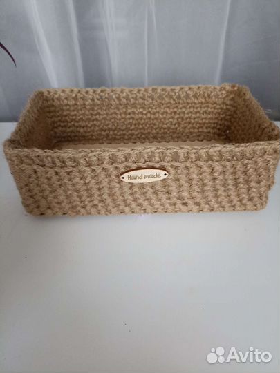 Джутовая корзинка длин 26, шир 15, глуб 8