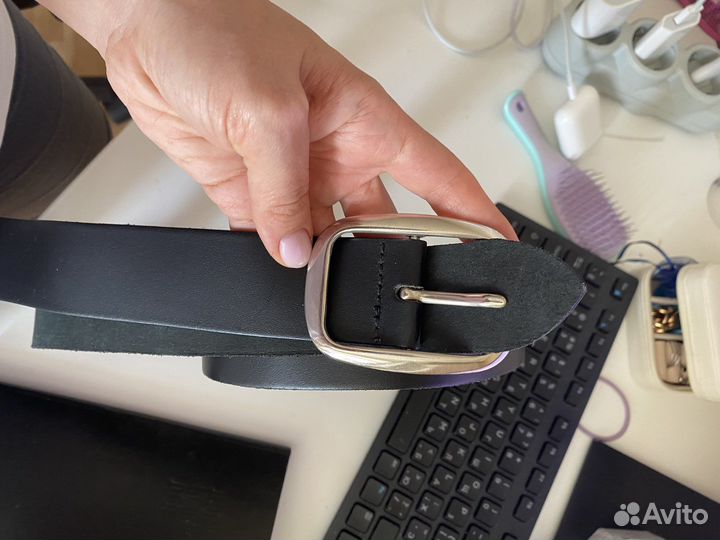 Ремень женский натуральная кожа черный