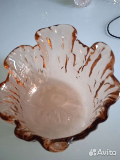 Вазочка конфетница цветное стекло СССР